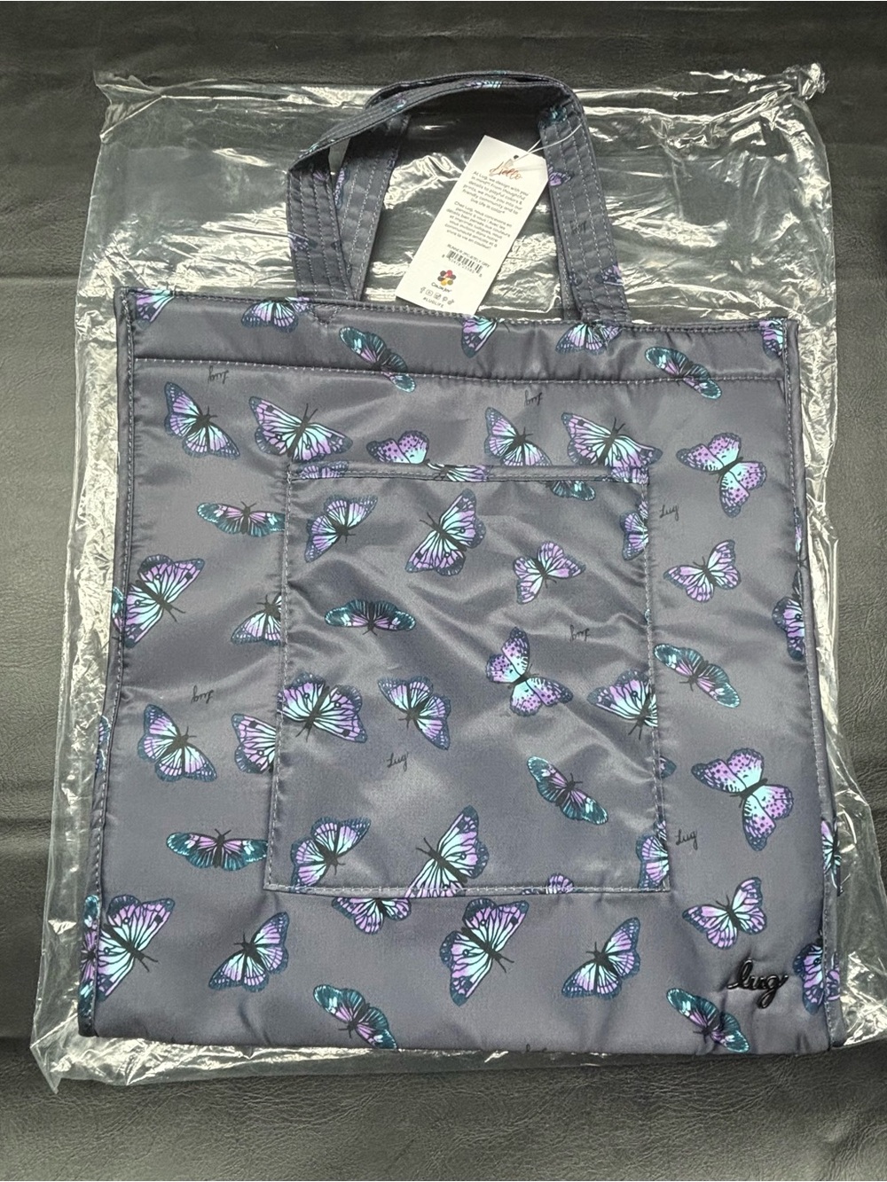 $15 NWT Lug BUTTERFLY GREY RUNNER Quilted Tote Bag